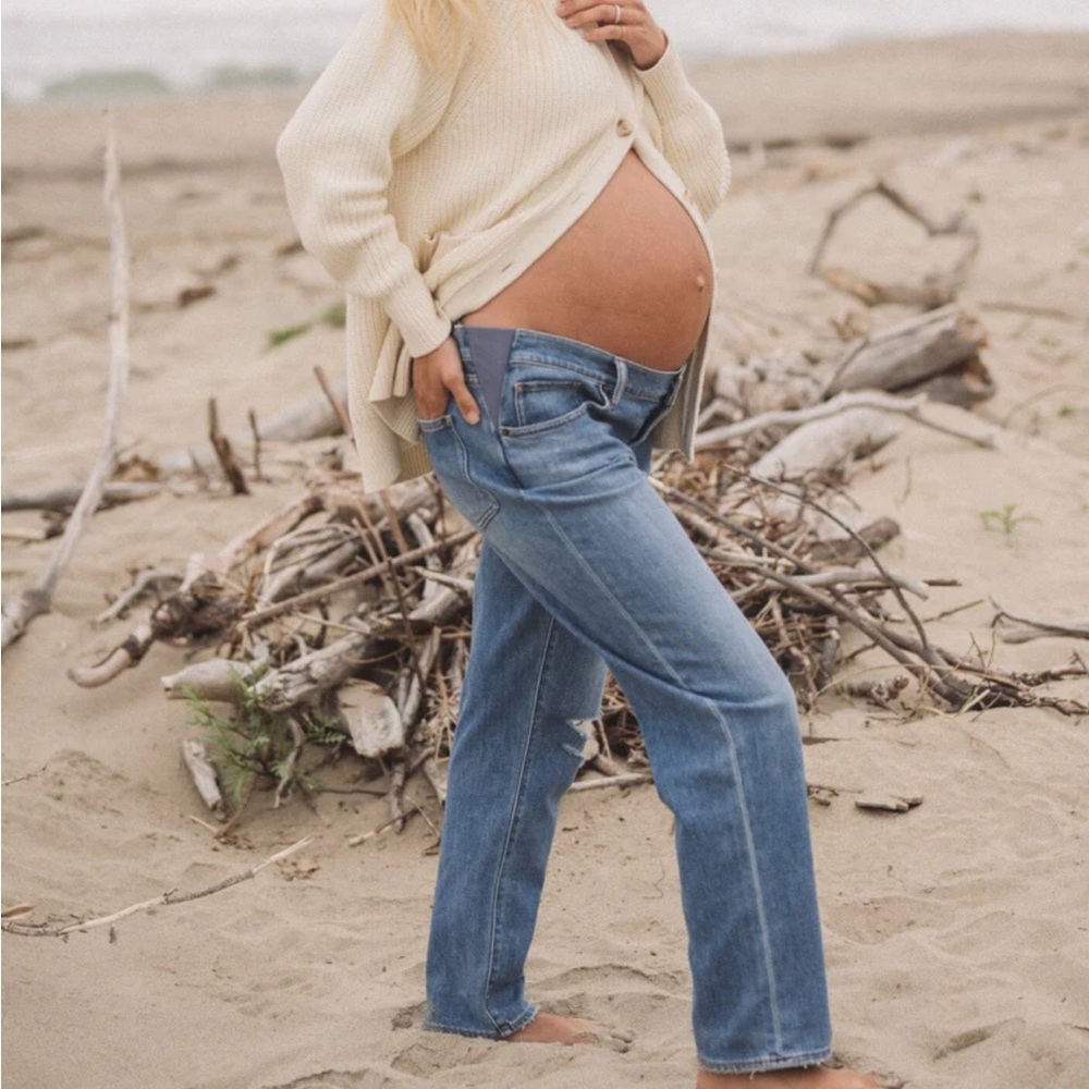 Hatch Maternity Boyfriend Jeans in Light Blue Wash